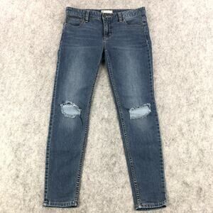 Free People Womens Jeans 27 Blue Ankle Skinny Mid Rise Distressed Medium Wash